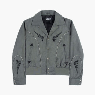 Leone - Grey Embroidered Gabardine Jacket