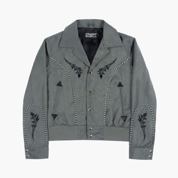 Leone - Grey Embroidered Gabardine Jacket