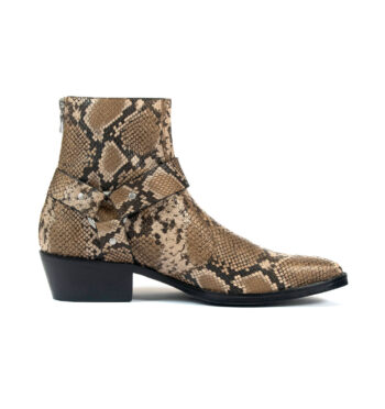 Libertine - Tan Snakeskin Leather Harness Boots