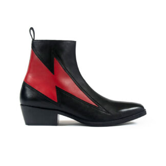 Lightning - Black and Red Leather Lightning Bolt Boots