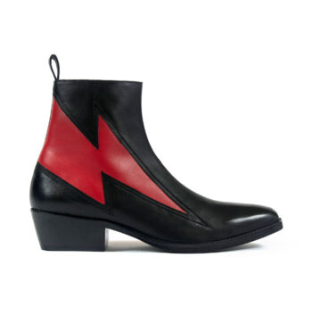 Lightning - Black and Red Leather Lightning Bolt Boots