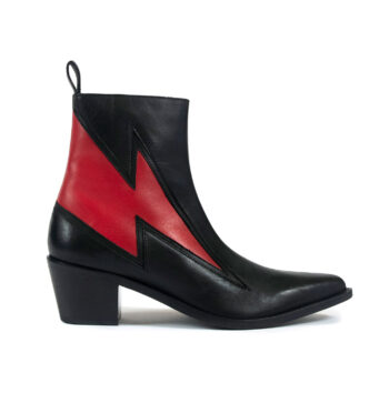 Lightning - Black and Red Leather Lightning Bolt Boots