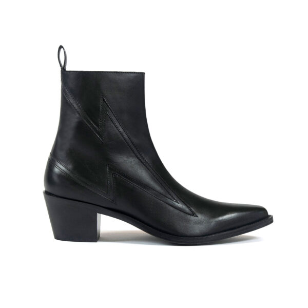 Lightning - Black Leather Lightning Bolt Boots