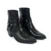 Libertine - Black Snakeskin Leather Harness Boots