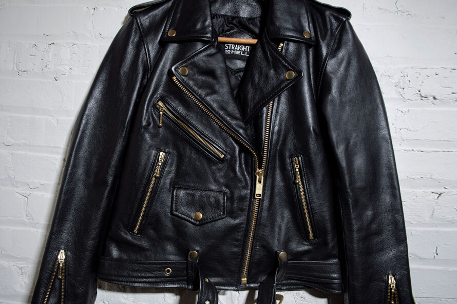Commando – Black and Gold Leather Jacket – Modern Fit