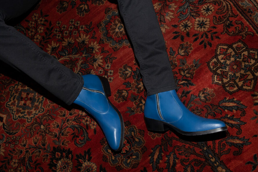 Richards – Blue Leather Zip Boots