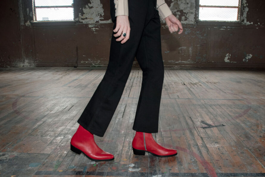 Richards – Red Leather Zip Boots