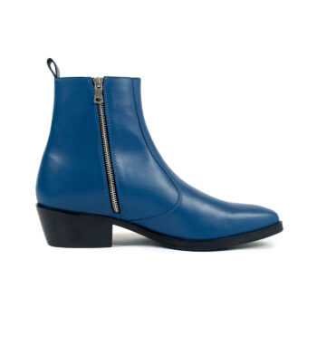 Richards - Blue Leather Zip Boots