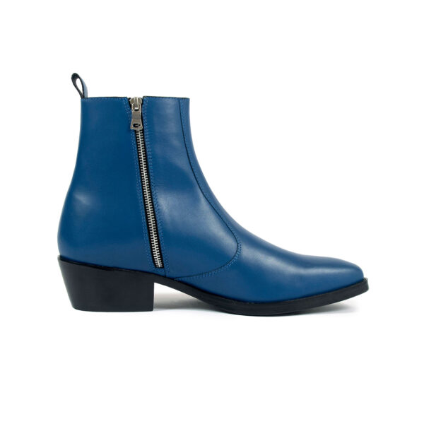 Richards - Blue Leather Zip Boots