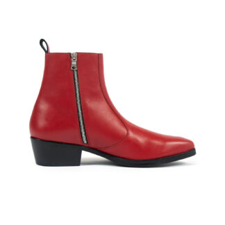 Richards - Red Leather Zip Boots