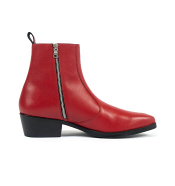 Richards - Red Leather Zip Boots