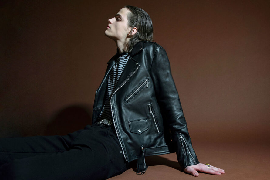 Commando – Black and Silver Leather Jacket – Red Lining