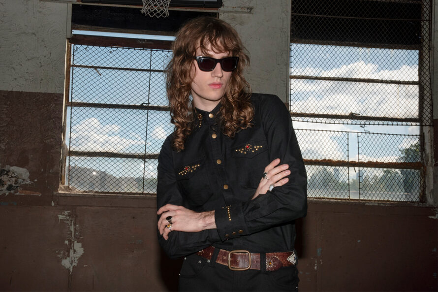Hand studded shirt on our favorite twill cotton.