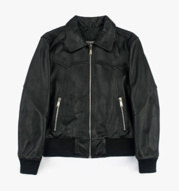 The Carolina is a western influenced leather jacket with durable elastic cuffs and waistband. It features symmetrical styling details and wide zippers.