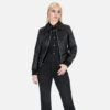 The Carolina is a western influenced leather jacket with durable elastic cuffs and waistband. It features symmetrical styling details and wide zippers.