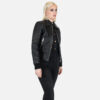 The Carolina is a western influenced leather jacket with durable elastic cuffs and waistband. It features symmetrical styling details and wide zippers.