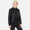 The Carolina is a western influenced leather jacket with durable elastic cuffs and waistband. It features symmetrical styling details and wide zippers.