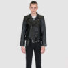 The Commando is our most traditional and recognizable leather jacket, now made in black leather with brass ball pull zippers and redesigned removable belt.