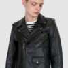 The Commando is our most traditional and recognizable leather jacket, now made in black leather with brass ball pull zippers and redesigned removable belt.