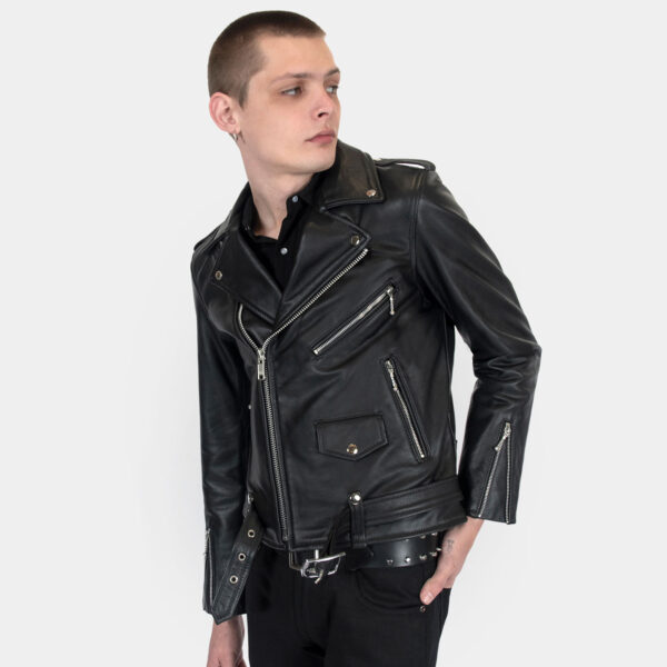 Commando - Black and Silver Leather Jacket - Modern Fit | Straight To Hell