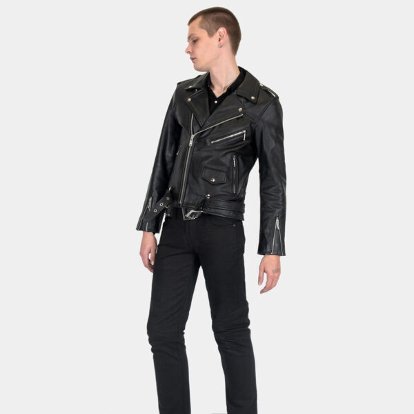 Commando - Black and Silver Leather Jacket - Modern Fit | Straight To Hell