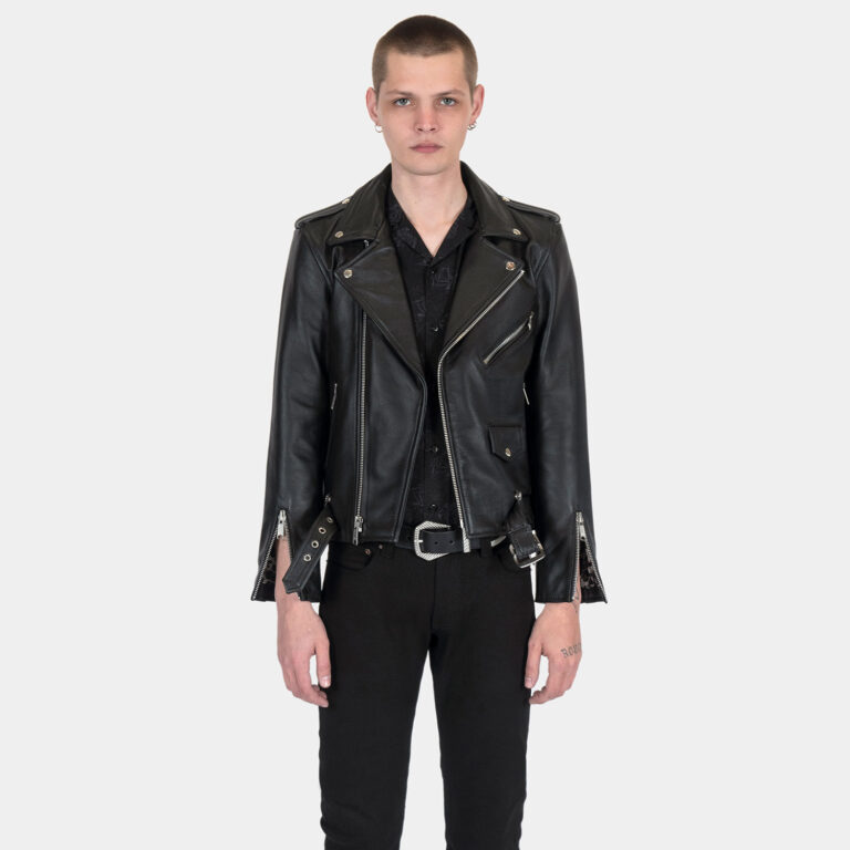 Commando Lightweight - Black and Silver Leather Jacket - Leopard Print ...