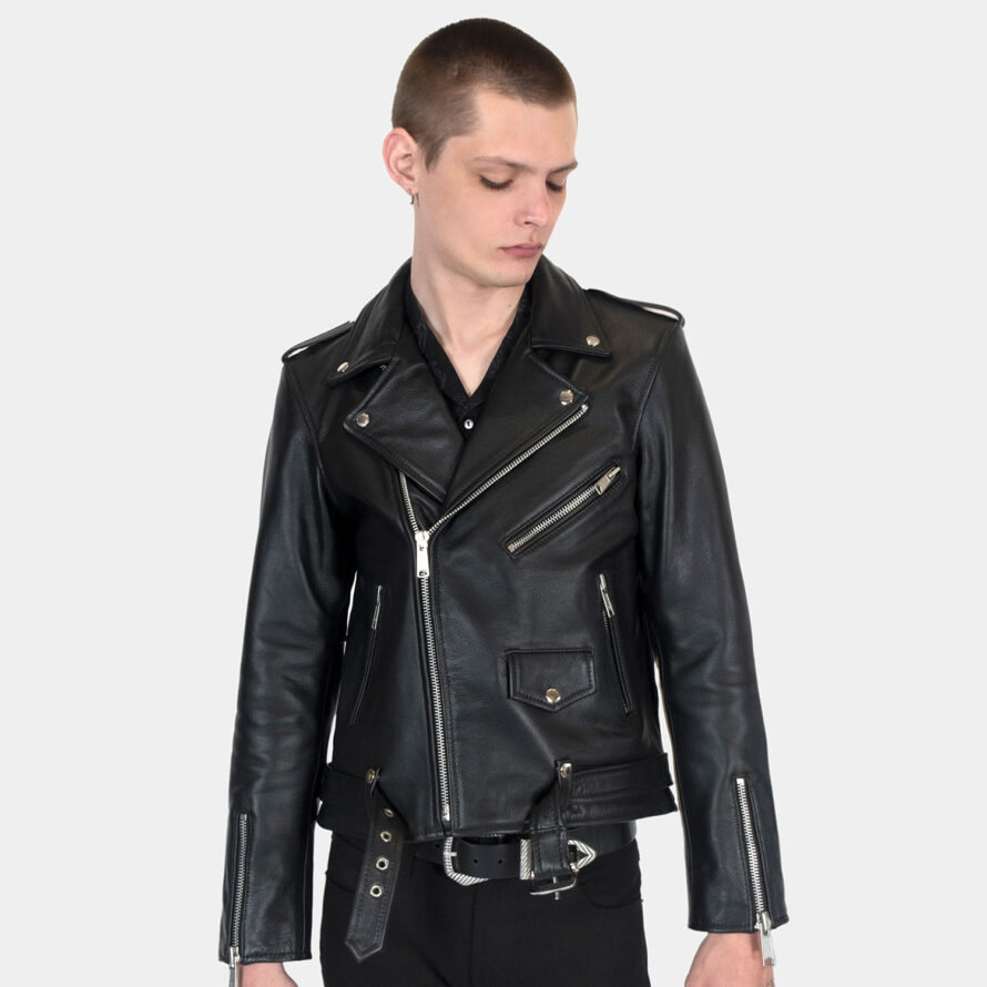 Commando Lightweight - Black and Silver Leather Jacket - Leopard Print ...