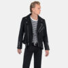The Commando is our most traditional and recognizable leather jacket, available in cotton twill. It features silver ball pull zippers.