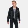 The Commando is our most traditional and recognizable leather jacket, available in cotton twill. It features silver ball pull zippers.
