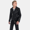 The Commando is our most traditional and recognizable leather jacket, available in cotton twill. It features silver ball pull zippers.