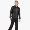The Idol leather jacket offers clean lines and classic style. It features a traditional collar, duel chest zipper pockets, and vertical zipper closure.