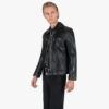 The Idol leather jacket offers clean lines and classic style. It features a traditional collar, duel chest zipper pockets, and vertical zipper closure.