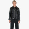 The Idol leather jacket offers clean lines and classic style. It features a traditional collar, duel chest zipper pockets, and vertical zipper closure.