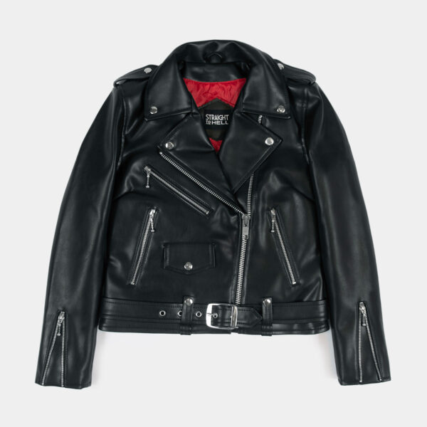 Vegan Commando - Black and Silver Faux Leather Jacket - New Modern Fit