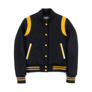 The Ace varsity jacket is back, this time for women in our new Chelsea fit. Wool-blend, snap closure, and leather shoulder details.