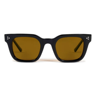 A timeless sunglasses shape that’s effortlessly cool. Hand-crafted, black acetate frames with polarized, dark yellow lenses.