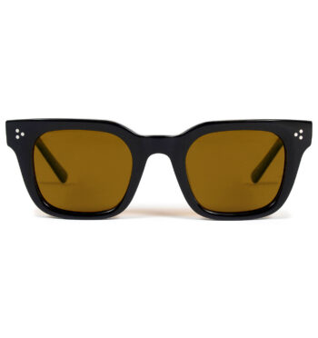 A timeless sunglasses shape that’s effortlessly cool. Hand-crafted, black acetate frames with polarized, dark yellow lenses.