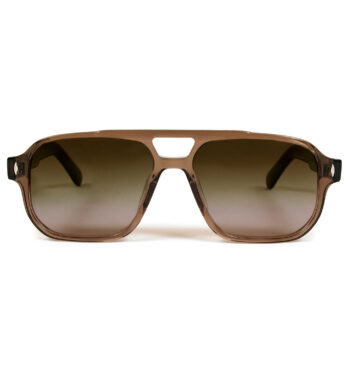 The Wild Dub are modern aviator sunglasses that stand out from the crowd. Hand-crafted, brown translucent acetate frames with polarized, smokey grey lenses.
