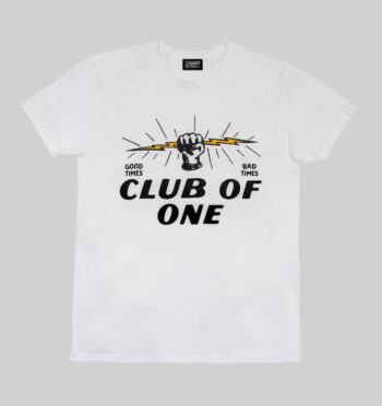 A man struts alone down an empty street. He doesn’t need anyone to fit in. He’s in a Club of One. Dedicated to our friend Casey Sass, no longer with us. Short sleeve t-shirt made from soft cotton. Printed in Chicago.