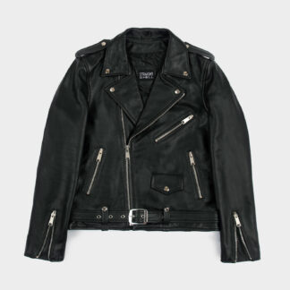 Commando - Black and Silver Leather Jacket - Black Lining - Modern Fit
