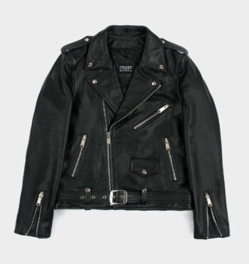 Commando - Black and Silver Leather Jacket - Black Lining - Modern Fit