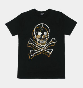 The Jinx skull and crossbones. Everyone’s favorite motif, printed our way. Beware of owner. Short sleeve t-shirt made from soft cotton. Printed in Chicago. This is our Everyday fit.