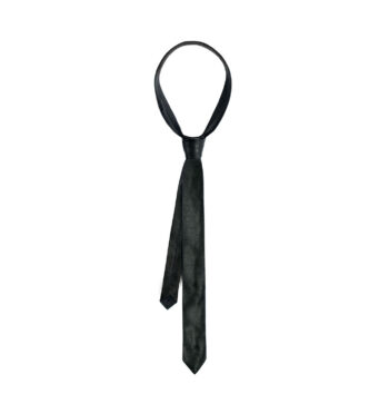A skinny black leather tie. Formal with a bit of fuss.