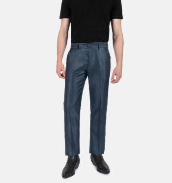Slim fit tonic blue pants. Tailored from thigh to hem with room for comfort. Can be worn casually or as dress pants.