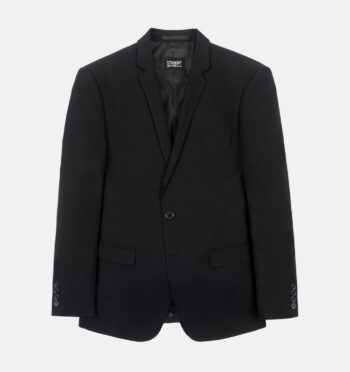 The Orleans is a black blazer featuring notched lapels and two button closure. It can be worn as a suit or worn casually with denim.