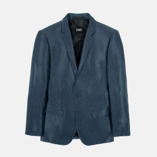 The Orleans is a blue tonic blazer featuring notched lapels and duel button closure.