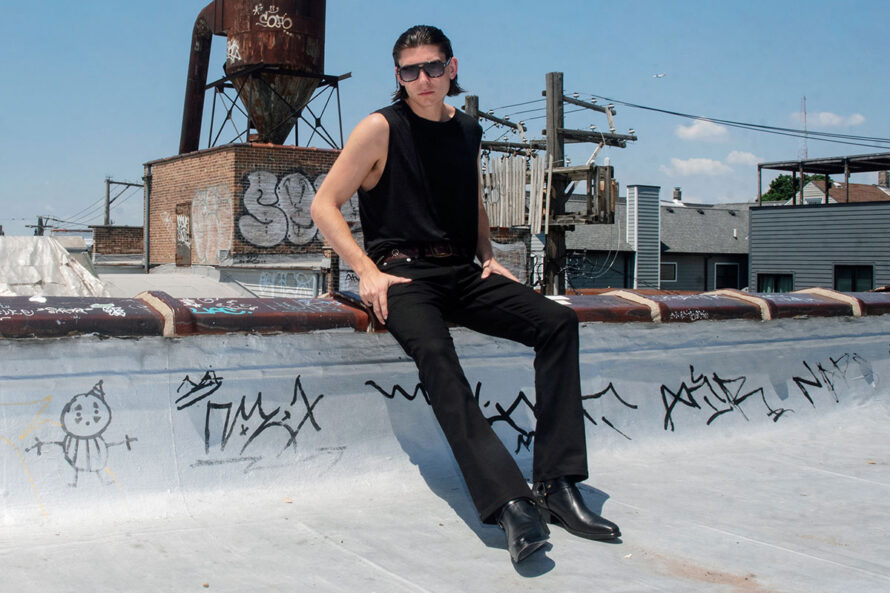 Wild Side – Black Linen Tank Top with Raw Neck