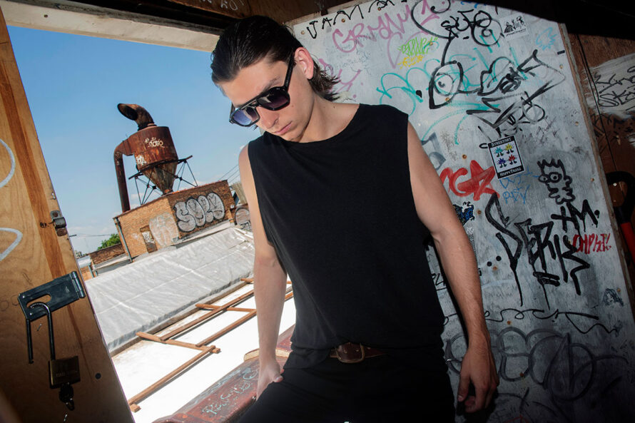 Wild Side – Black Linen Tank Top with Raw Neck