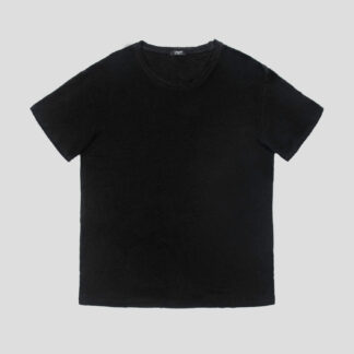 Dodge - Black Linen T-Shirt with Raw Neck