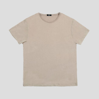 Dodge - Oatmeal Linen T-Shirt with Raw Neck